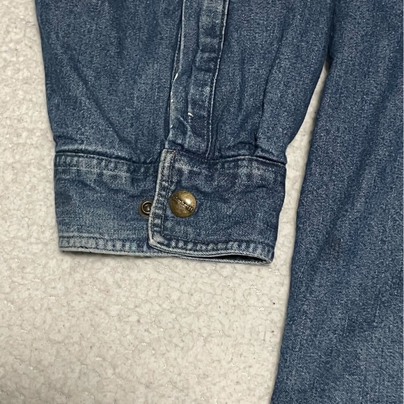 Carhartt denim fleece lined snap front shirt jacket size XL tall vintage - Picture 3 of 13